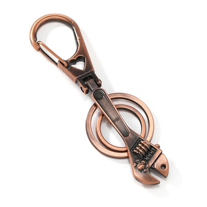Vintage Zinc Alloy Wrench Shaped Keychain Heart Cutout Skeleton Punk Pendant Metal Keyring For Men Women Car Key Gift