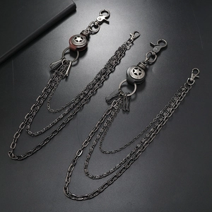 Three-layer punk leather waist chain with pentagram pendants and lobster clasps