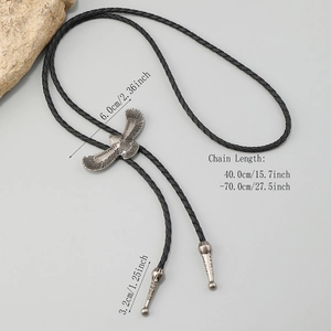 Vintage Adler-Anhänger Bolo Tie mit geflochtener Lederkordel und Silberenden