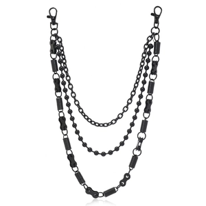 Unisex Punk Multi Layer Hip Hop Metal Waist Chain Matte Black Streetwear Pant Chain Belt Accessory For Men Women Jewelry