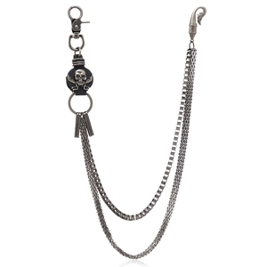 Punk Multi-Layer Skull Pants Chain Alloy Iron Cowhide Hip Hop Wallet Chain Jean Belt Chain For Men Women Gothic Jewelry