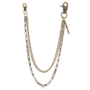 Vintage Punk Double Layer Metal Pants Chain Alloy Iron Antique Bronze Waist Chain With Skull Clasp Dagger Pendant Hip Hop Belt