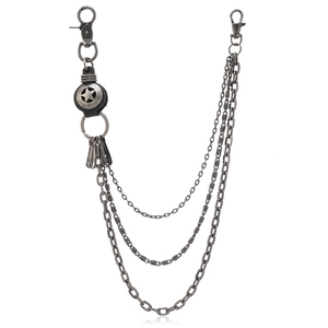 Punk Retro Multilayer Metal Trouser Chain For Men Women Star Leather Patch Wallet Chain Hip Hop Gothic Streetwear Waist Chain