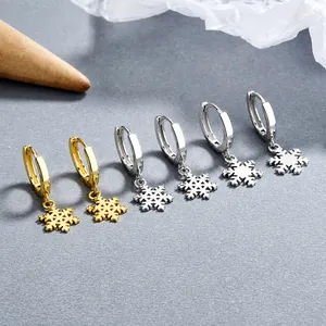 925 Sterling Silber Schneeflocken-Ohrringe in Gold und Silber-Finish für Frauen
