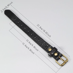 Bracelet punk en cuir avec découpes étoiles et boucle dorée vintage pour femmes