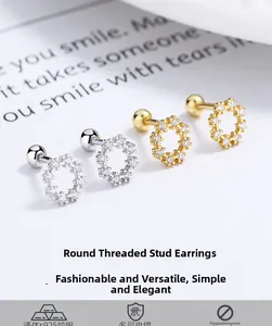 Detailed view of S925 sterling silver wreath stud earrings in gold and silver finishes