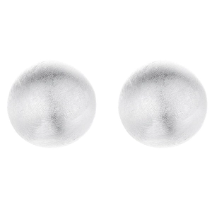 Minimalist 925 sterling silver frosted ball stud earrings with matte metal texture