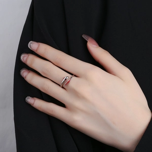 925 silver koi fish open ring featuring red enamel details and minimalist style