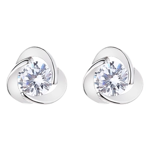 Boucles d'oreilles trèfle en argent 925 avec pierres de zircone cubique brillantes