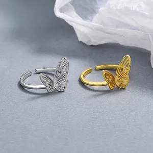 Elegante 925 Sterling Silber Schmetterling Ringe in Silber und Gold Optik