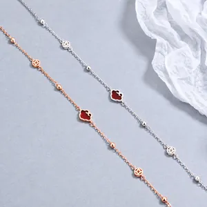 925 Sterling Silber Armband mit rotem Achat Wolken und chinesischen Münzen Design