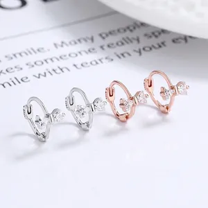 Elegantes pendientes de lazo en plata 925 con circonitas en plata y oro rosa