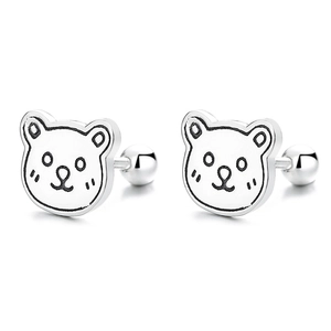 Orecchini a perno a forma di orso in argento sterling 925 con chiusura a sfera