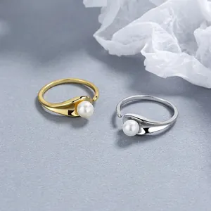 Elegante 925 sterling zilveren parelringen in goud en zilver met een open band