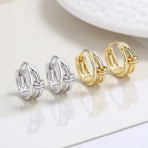 Orecchini a cerchio con nodo in argento sterling 925 in finitura oro e argento donna