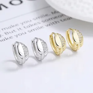 Orecchini a Cerchio in Argento Sterling 925 con Foglia di Zirconia per Donna Design Personalizzato a Foglia Micro Pave Zirconia Gioielli Eleganti