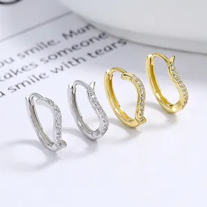 925 Sterling Silver S-Shape Twisted Geometric Hoop Earrings For Women Minimalist Zirconia Inlaid Line Earrings Fashion Jewelry Gift