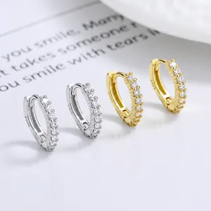 925 sterling silver hoop earrings with shimmering cubic zirconia in silver and gold finish