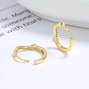 Polished 925 sterling silver S-shape hoop earrings with sparkling zircon stones