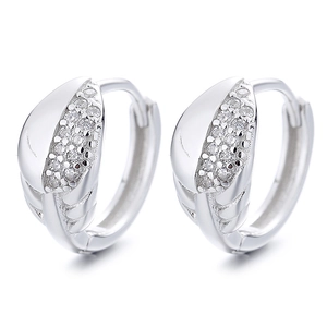 Eleganti orecchini a cerchio in argento 925 con zirconi scintillanti a forma di foglia