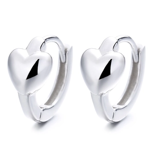 Créoles cœur en argent sterling 925 minimalistes avec finition polie pour femmes