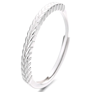 925 sterling silver open ring featuring wheat ear wheat patterns on white background