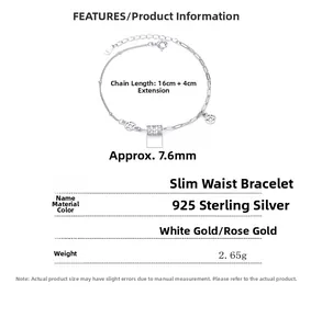 Détail du bracelet en argent 925 avec cylindre pavé de cristaux et pendentif pièce