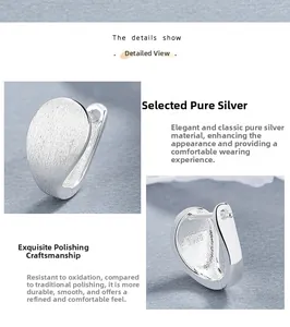Detail showing brushed S925 sterling silver surface and clear hallmark on the earrings