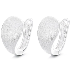 Sleek brushed 925 sterling silver huggie earrings with a modern teardrop shape