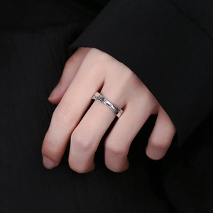 Bague croisée vintage en argent sterling 925 avec gravure Keep Smiling pour femme