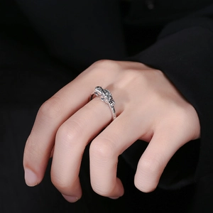 Vintage 925 sterling silver Pixiu ring with intricate coin engravings and retro finish