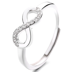 Bague minimaliste en argent sterling 925 avec symbole infini et pierres scintillantes
