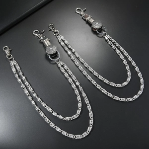 Punk style multi-layer metal trousers chain with vintage floral engraving clasp