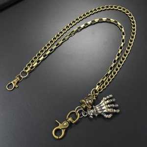 Pendentif crâne punk gothique avec chaînes de taille multicouches et breloques