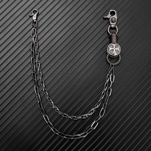Industrial punk gunmetal double layer trousers chain with star motif and lobster clasp