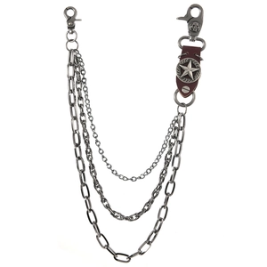 Punk Hip Hop Multilayer Waist Chain Metal Pant Chain With Star Skull Leather Patch For Men Women Gothic Streetwear Jewelry