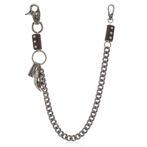 Punk Rock Men Hip Hop Metal Waist Chain Leather Decoration Retro Skull Horn Pendant Pants Chain Wallet Chain For Men Jewelry