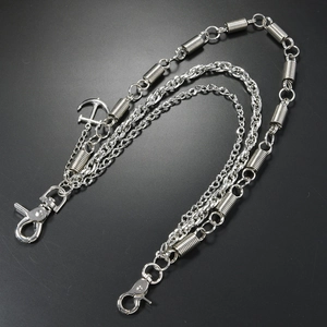 Multi-layer silver metal pants chain with anchor pendant and lobster clasps in punk style