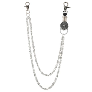 Punk style multi-layer silver metal waist chain with vintage flower carved pendant