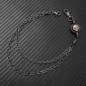 Gothic punk multilayer metal waist chain with skull charm and lobster clasps