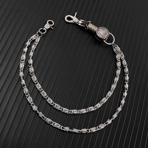 Double-layered silver punk pants chain with eagle pendant and lobster clasps for jeans