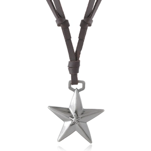 Collana Regolabile in Pelle Sintetica con Ciondolo a Pentagramma Retrò per Uomo Donna Stile Hip Hop in Lega a Forma di Stella