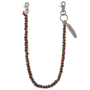 Retro Punk Rock Metal Waist Chain For Men Braided Faux Suede Pants Chain With Feather Pendant Hip Hop Biker Jewelry