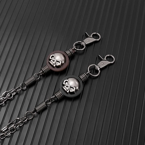 Punk multi-layer hip hop waist chain with skull charms and heavy metal spring links