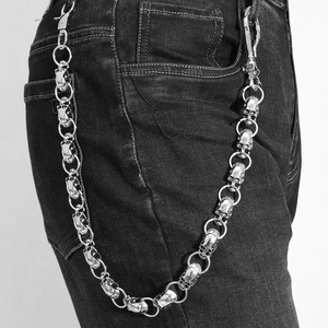 Punk Alloy Skull Trouser Chain Silver Metal Hip Hop Gothic Wallet Chain Jeans Hanger Belt Accessory Jewelry Gift