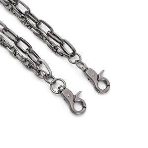 Multi-layer gunmetal punk rock hip hop wallet chain for pants with lobster clasps