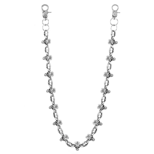 Silver metal skull trousers chain with lobster clasps in punk hip-hop style