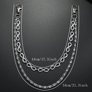Dual-layer punk pant chain featuring infinity link design and dual lobster clasps