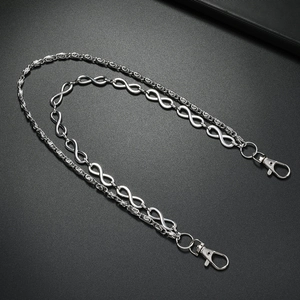 Double-layered hip hop pants chain with silver infinity links and lobster clasps