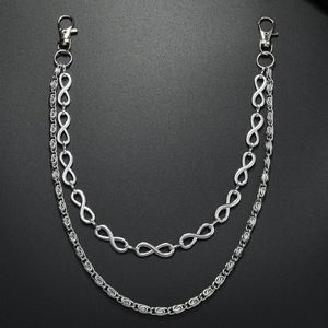Punk Hip Hop Multi-Layer Metal Pants Chain Infinity Symbol Link Wallet Chain Jeans Accessory Silver Tone Fashion Jewelry